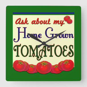 Homegrown Tomatoes Retro Kitchen Wall Clock