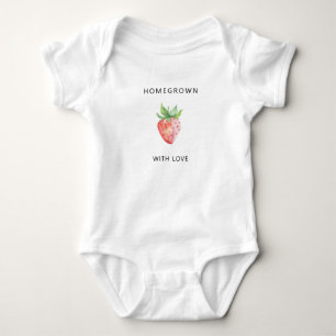 Homegrown with love - Watercolor Strawberry - Baby Bodysuit