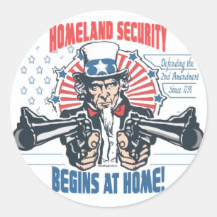 Homeland Security Begins with 2nd Amendment Classic Round Sticker