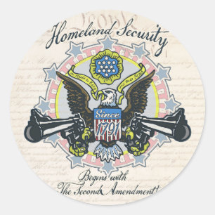 Homeland Security Gun-Toting Eagle Gear Classic Round Sticker
