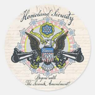 Homeland Security Gun-Toting Eagle Gear Classic Round Sticker