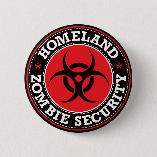 Homeland Zombie Security - Red B 6 Cm Round Badge (Front)
