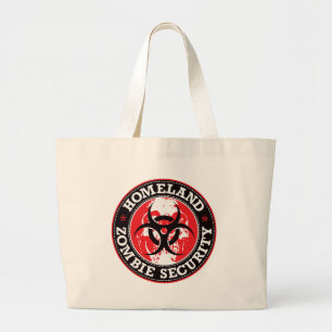Homeland Zombie Security Skull - Red Large Tote Bag