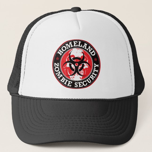 Homeland Zombie Security Skull - Red Trucker Hat (Front)