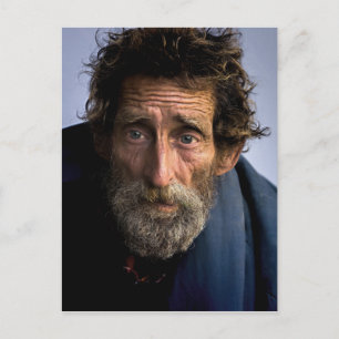Homeless and Helpless Bearded Man Postcard