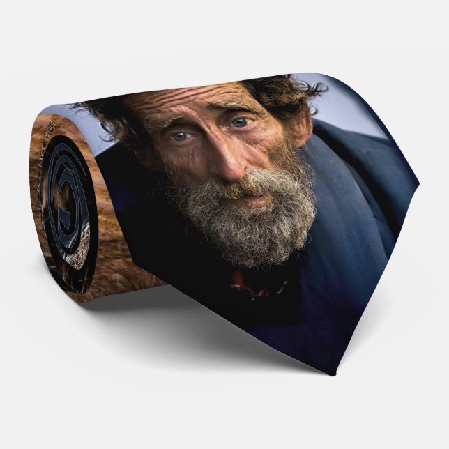 Homeless and Helpless Bearded Man Tie (Rolled)