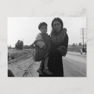 Homeless mother and child - 1939 postcard
