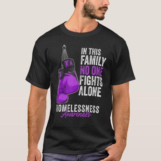 Homelessness Awareness Month Gloves Purple Ribbon T-Shirt (Front)