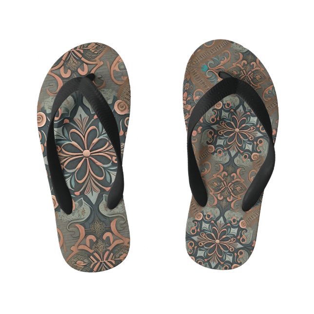 Homely cottage pattern kid's flip flops (Footbed)