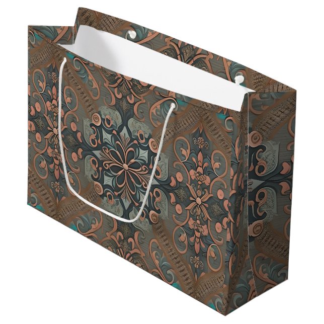 Homely cottage pattern large gift bag (Front Angled)