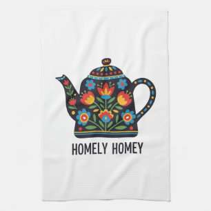 Homely home teapot design tea towel
