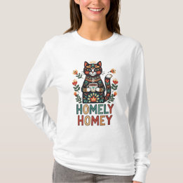 Homely Homey cosy cat design T-Shirt