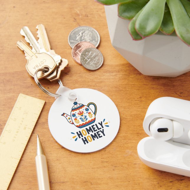 Homely homey cosy teapot design   key ring (Desk)