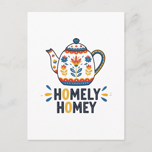 Homely homey cosy teapot design   postcard (Front)