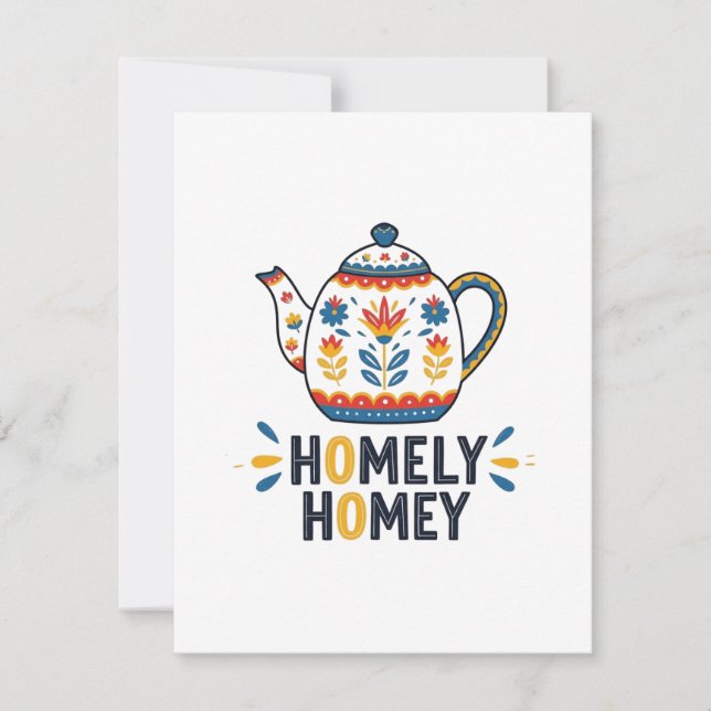 Homely homey cosy teapot design   RSVP card (Front)