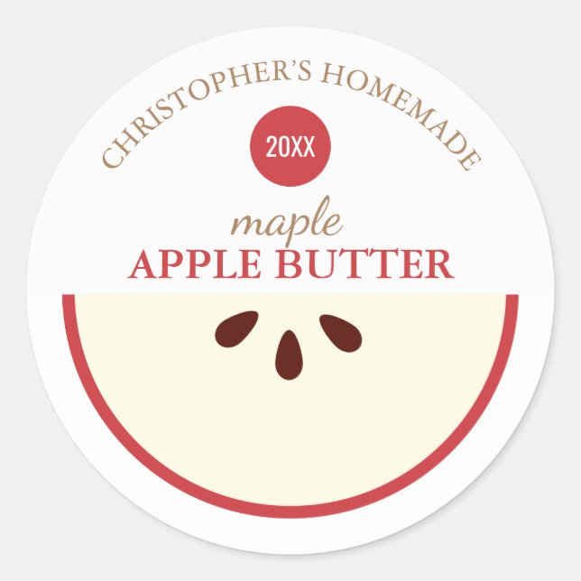 Homemade Apple Butter Classic Round Sticker (Front)