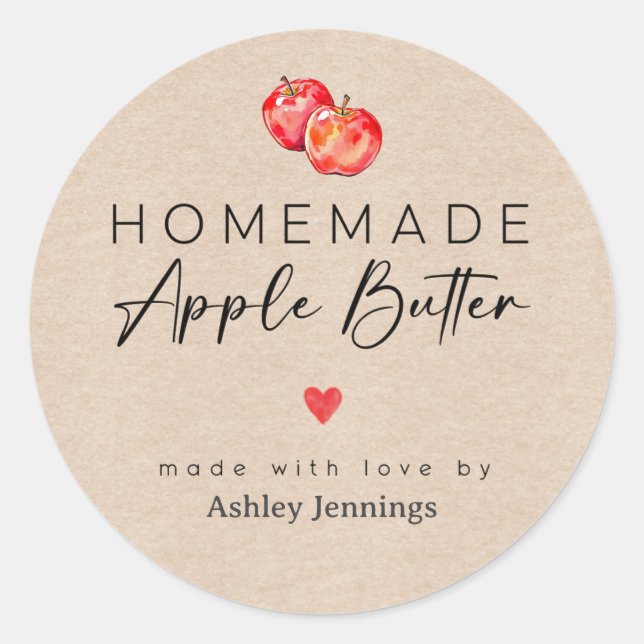 Homemade Apple Butter Labels | Made with Love (Front)
