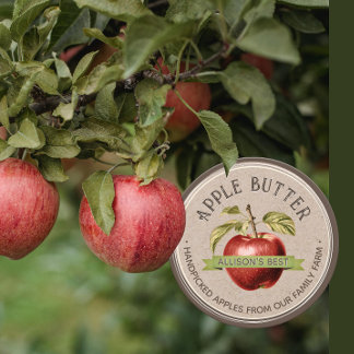 HOMEMADE APPLE CIDER Grunge Font Kraft and Brown Classic Round Sticker