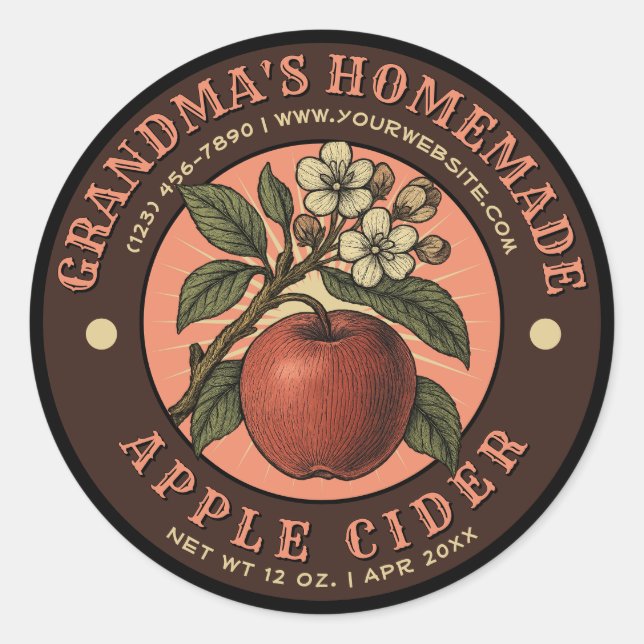 Homemade Apple Cider Vintage Label Template (Front)