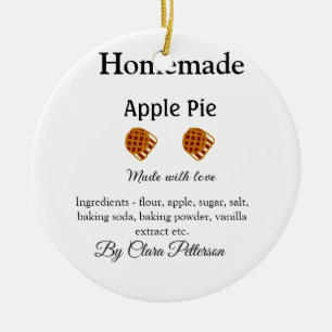 Homemade apple pie made with love add ingredients ceramic tree decoration