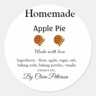 Homemade apple pie made with love add ingredients classic round sticker