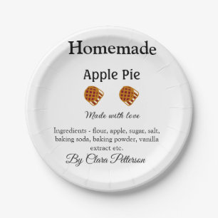 Homemade apple pie made with love add ingredients paper plate