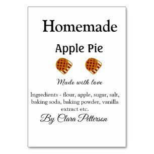 Homemade apple pie made with love add ingredients table number