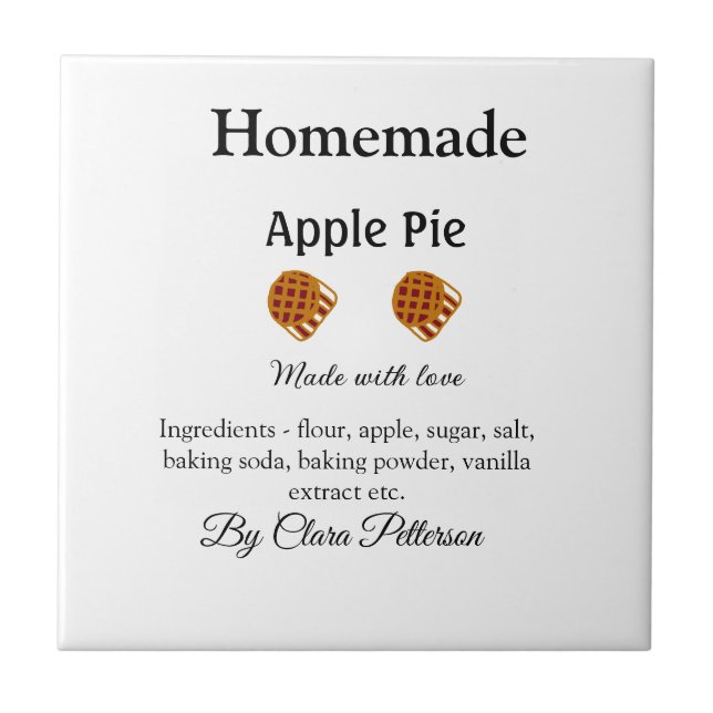 Homemade apple pie made with love add ingredients  tile (Front)
