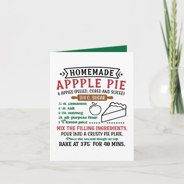 Homemade apple pie recipe customisable holiday card (Front)
