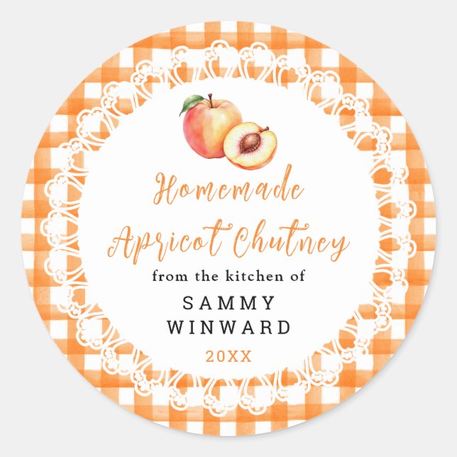 Homemade Apricot Chutney Jar Label (Front)
