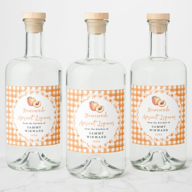 Homemade Apricot Liqueur Bottle Label (Bottles)