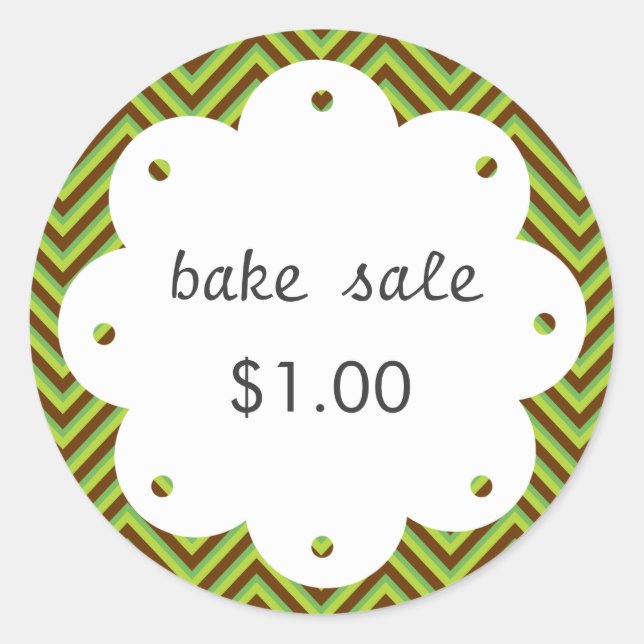 Homemade Bake Sale With Scalloped Edge Circle Classic Round Sticker (Front)