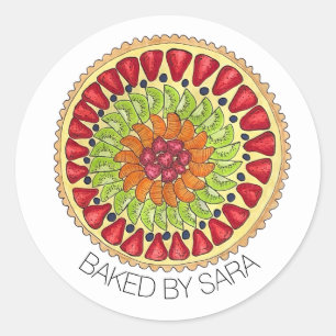 Homemade Baked By From the Kitchen Fruit Tart Pie Classic Round Sticker