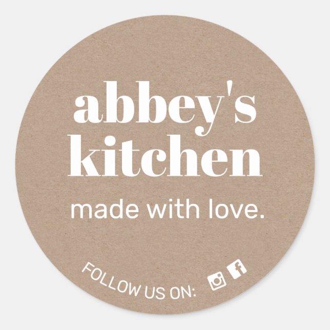 Homemade Baked Goods Add Your Logo Kraft Classic Round Sticker (Front)