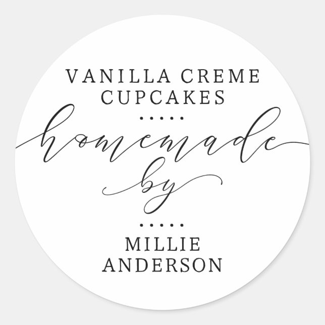 Homemade Baked Goods Handwritten Script Business Classic Round Sticker (Front)