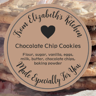 Homemade Baked Goods Ingredients Kraft Paper Brown Classic Round Sticker