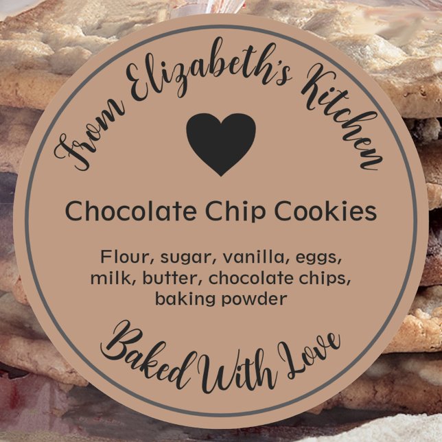 Homemade Baked Goods Ingredients Kraft Paper Brown Classic Round Sticker (Creator Uploaded)