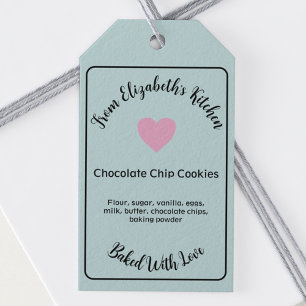 Homemade Baked Goods Ingredients Light Teal Gift Tags