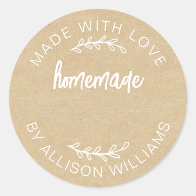 Homemade Baked Goods Jam Cookies Kraft Classic Round Sticker (Front)