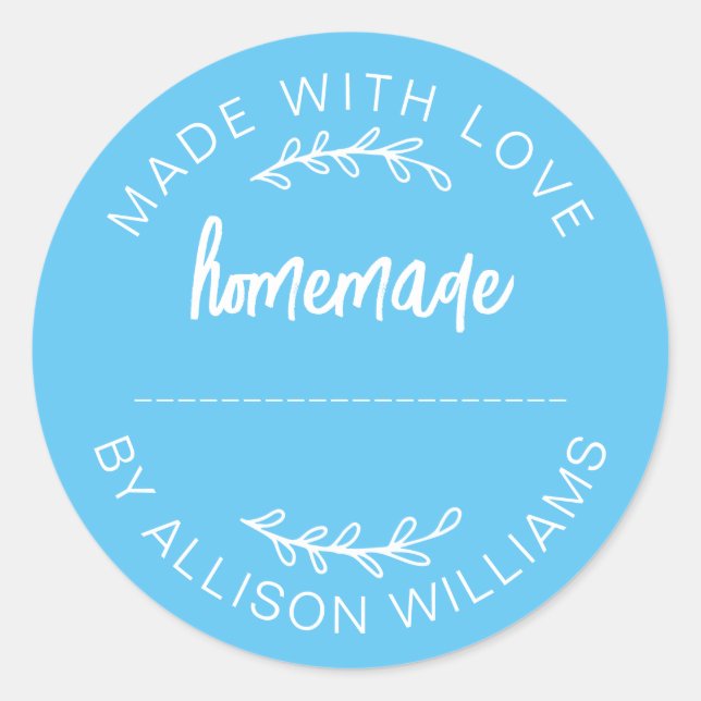 Homemade Baked Goods Jam Cookies Sky Blue Classic Round Sticker (Front)
