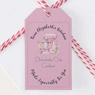 Homemade Baked Goods Pink Floral Mixer Gift Tags