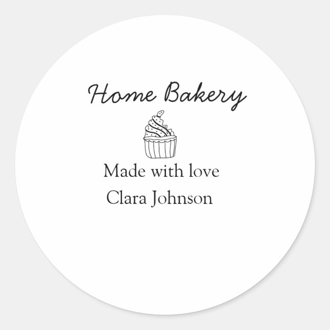 Homemade bakery add your text name custom  classic round sticker (Front)