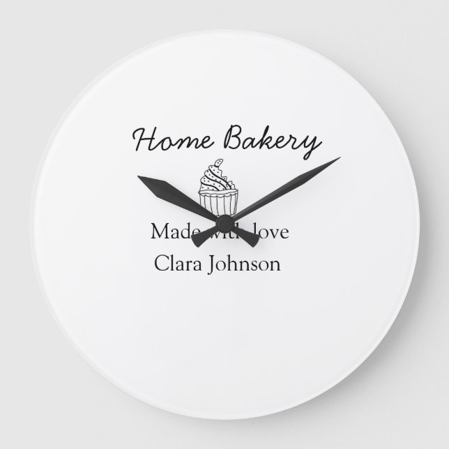 Homemade bakery add your text name custom  large clock (Front)