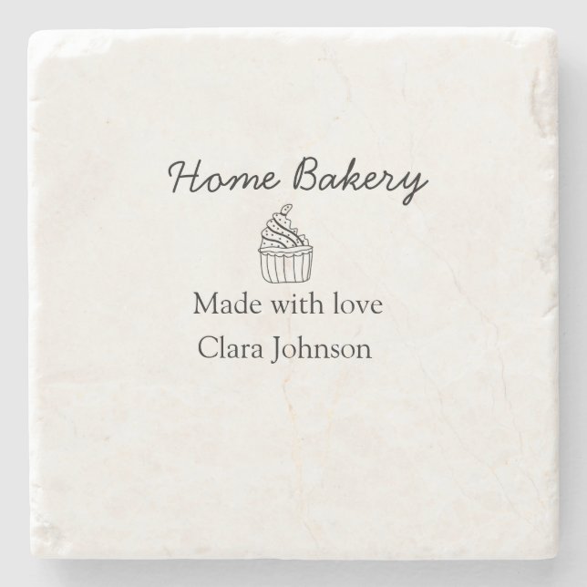 Homemade bakery add your text name custom  stone coaster (Front)