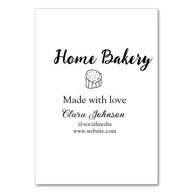 Homemade bakery add your text name custom  table number (Front)