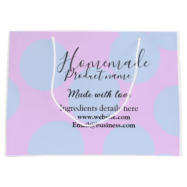 Homemade bakery made with love add text website large gift bag (Front)
