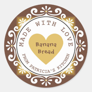 Homemade Banana Bread Made With Love Classic Round Sticker