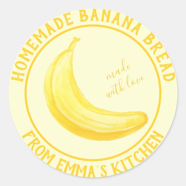 Homemade Banana Bread - Made with love Classic Round Sticker (Front)