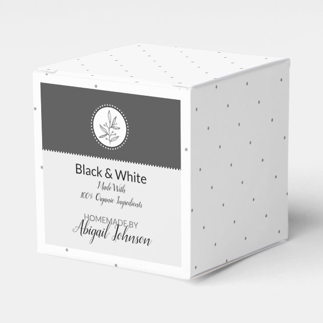 Homemade Bath & Body Packaging | Black & White Favour Box (Front Side)