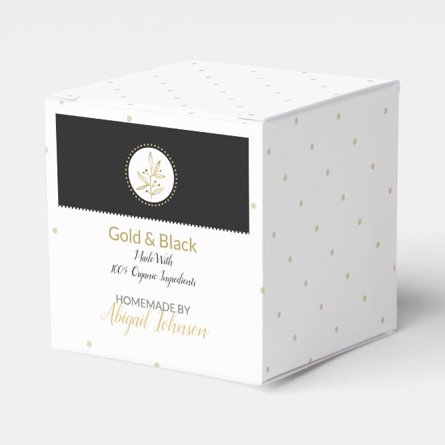 Homemade Bath & Body Packaging | Gold & Black Favour Box (Front Side)